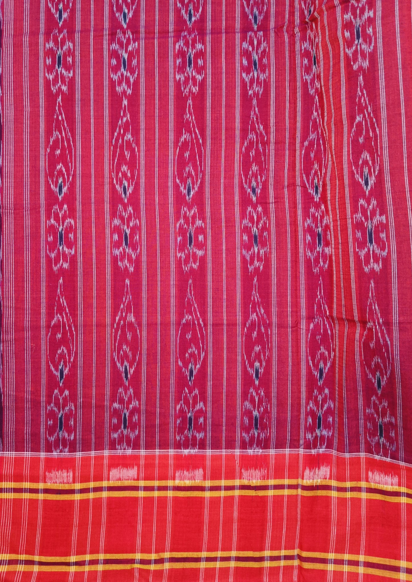Khadi Ikat Cotton Saree- Red Wine