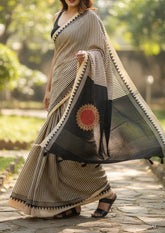 Block Printed Saree- Black DP2