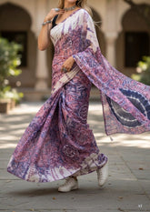 Tie-Dye Printed Saree- Purple DP6