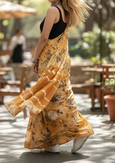 Tie-Dye Printed Saree- Mustard Yellow DP8