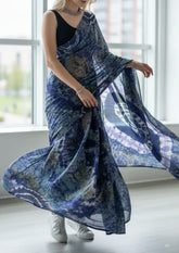 Tie-Dye Printed Saree- Blue DP9