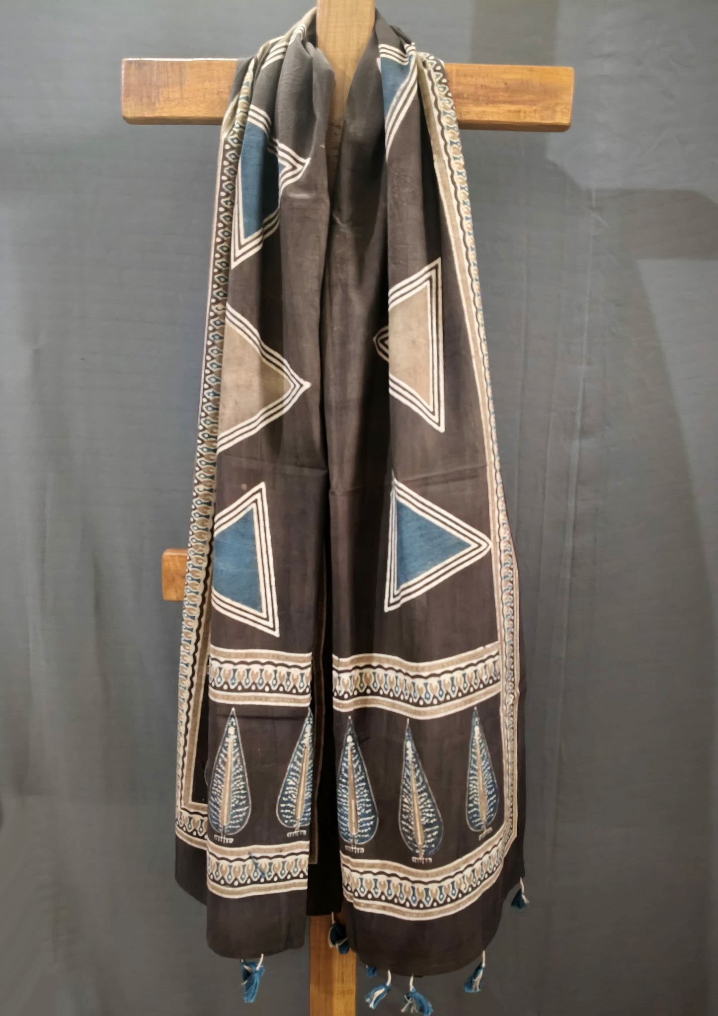 Ajrakh Stole- Brown B1