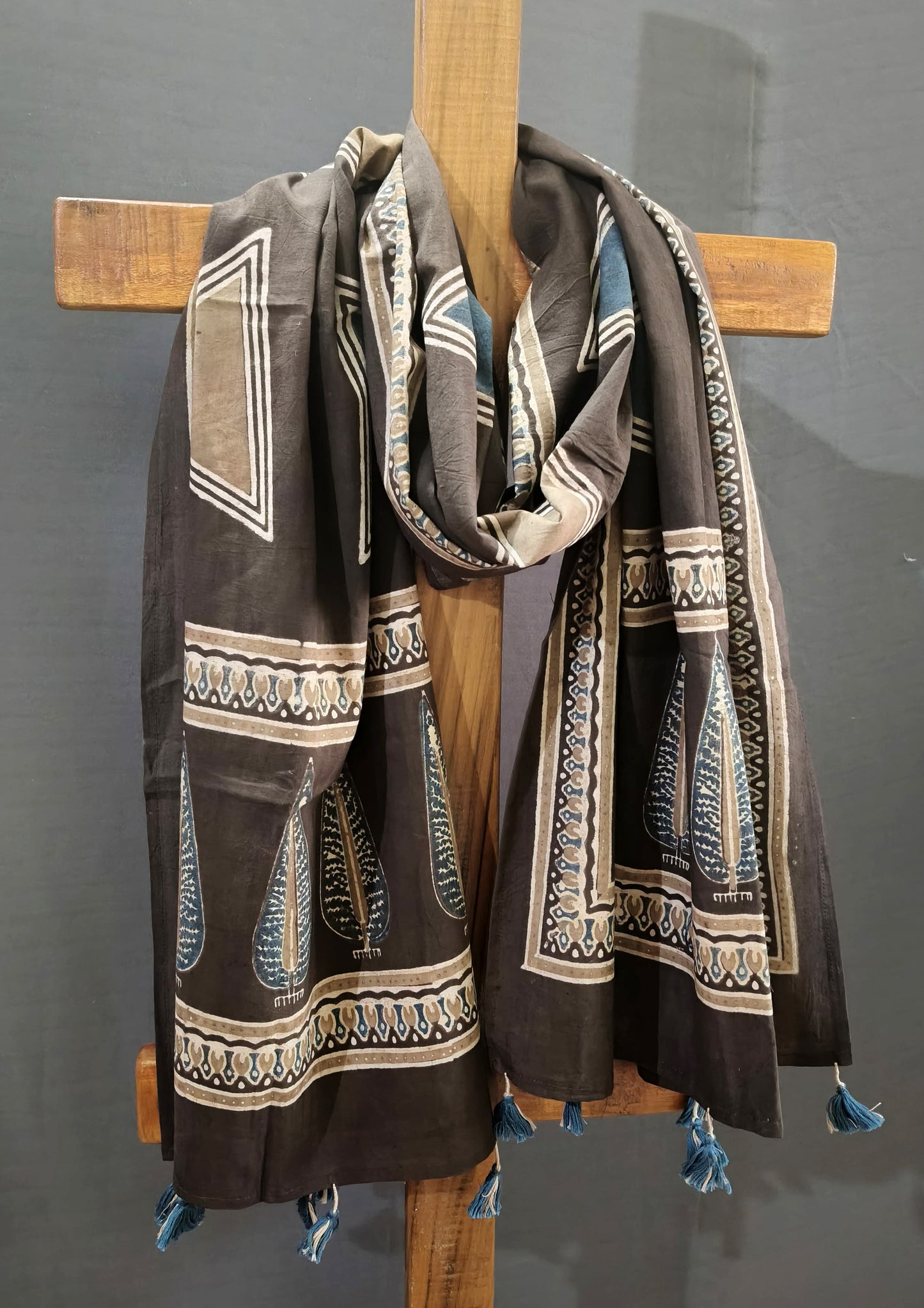Ajrakh Stole- Brown B1