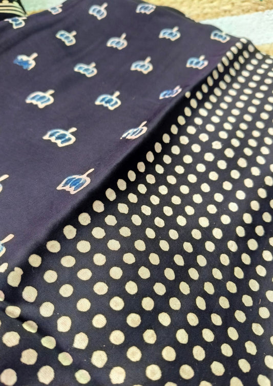 Ajrakh Handblock Printed Modal Suit- Black Ajm3