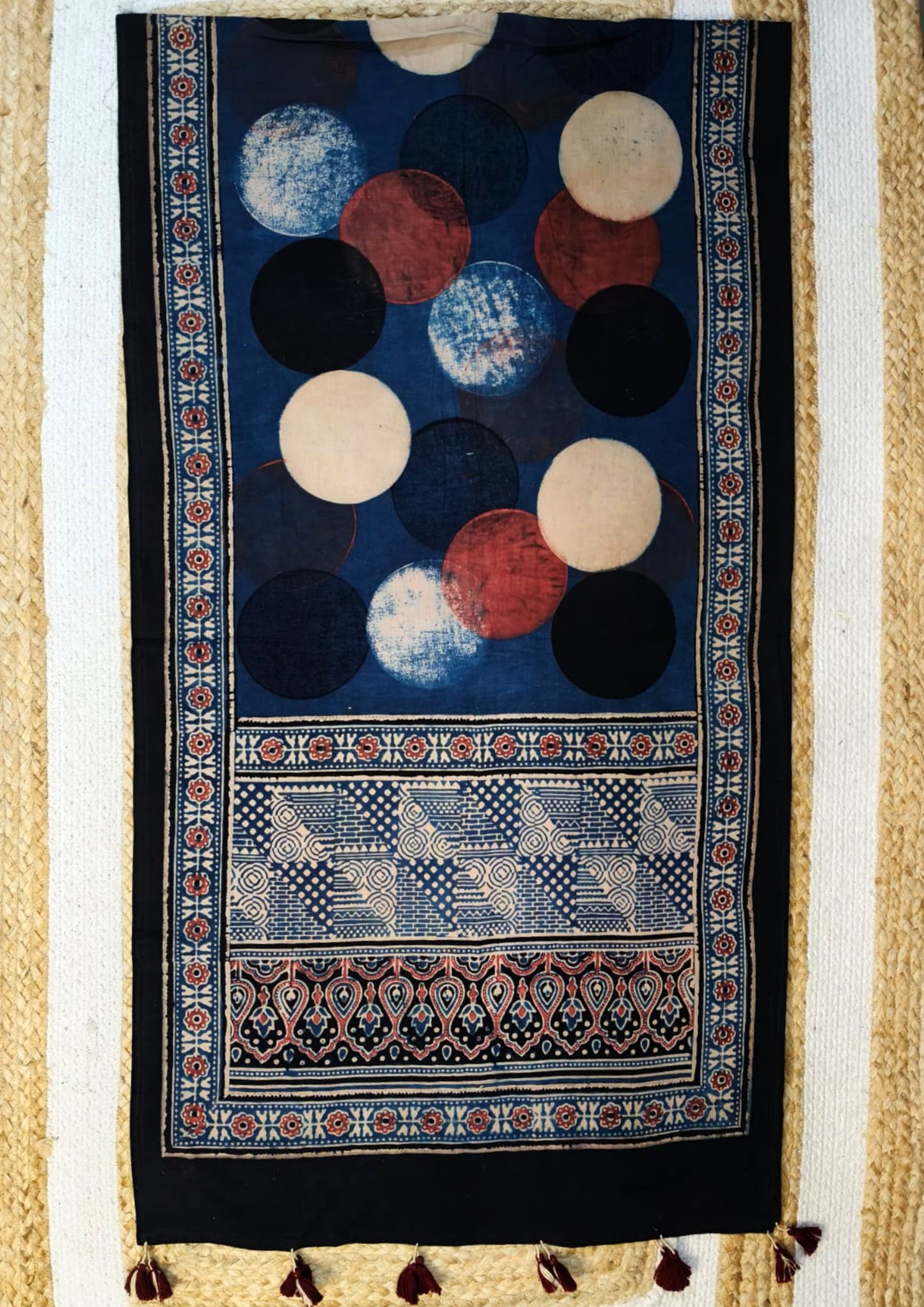Ajrakh Stole- Blue B2