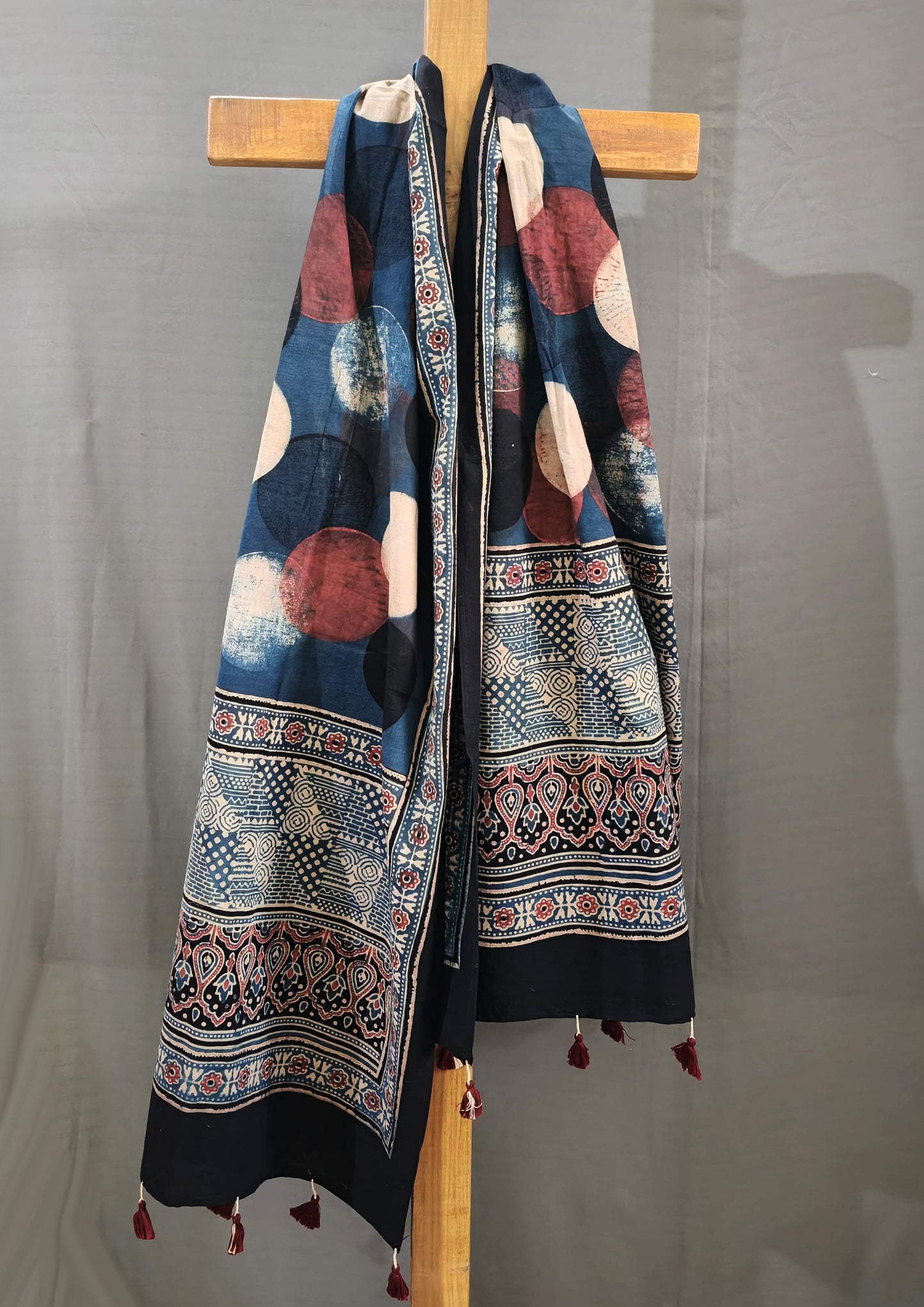 Ajrakh Stole- Blue B2