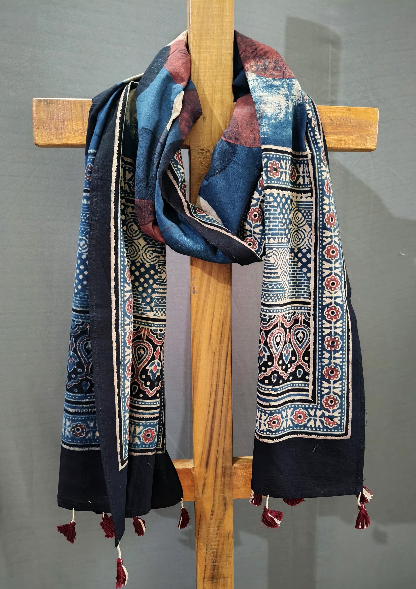 Ajrakh Stole- Blue B2