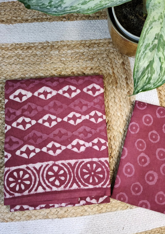 Dabu Handblock Print Suit D2- Pink1