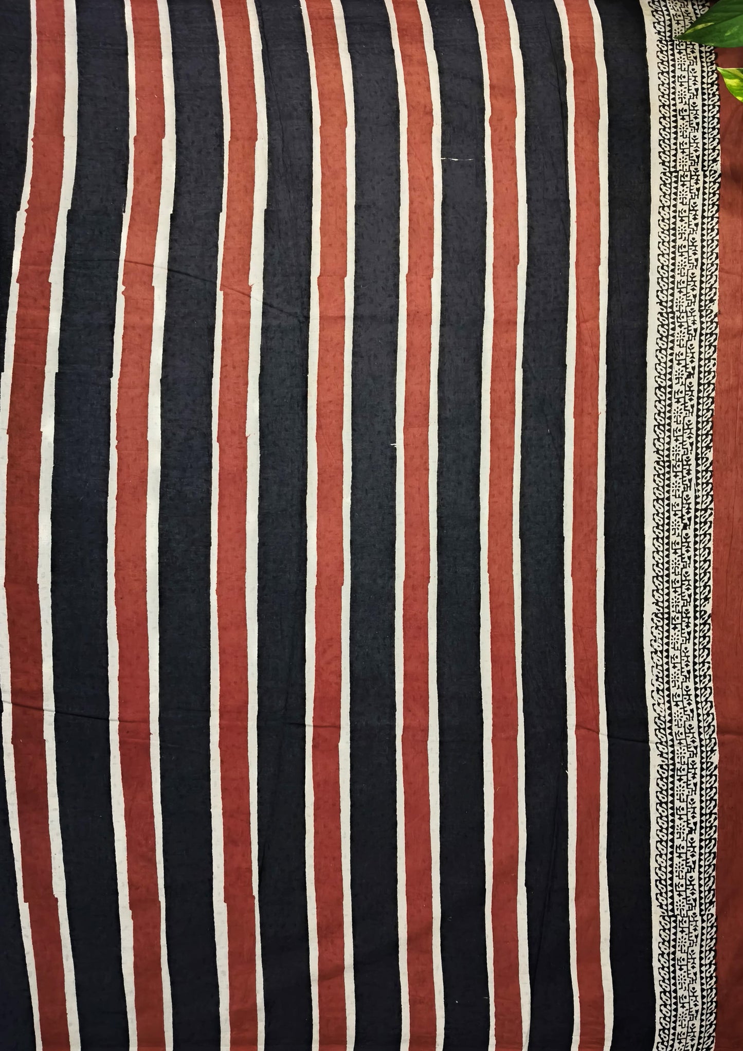 Bagru- Handblock print Cotton Saree- Cream Red2