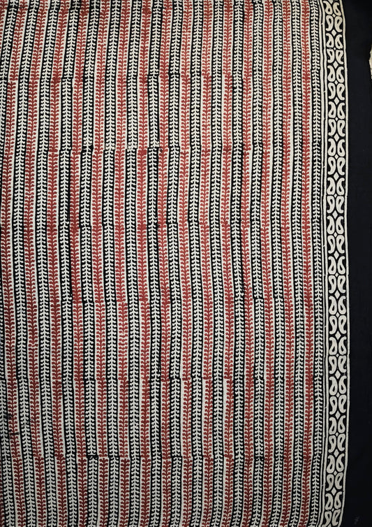 Bagru- Handblock print Cotton Saree- Red1