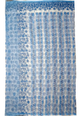 Bagru Handblock Print Kota Doria Saree- Blue Lotus