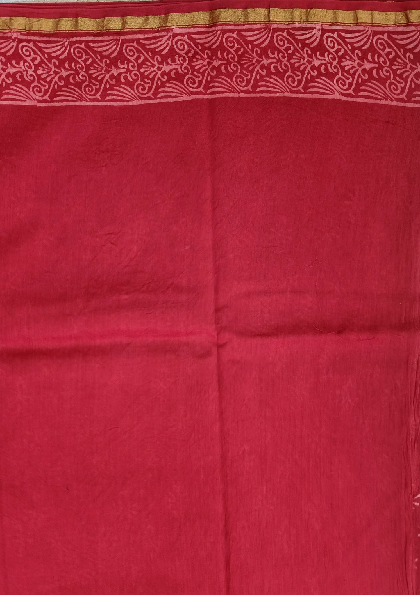 Dabu- Handblock print Chanderi Saree- 28 Red