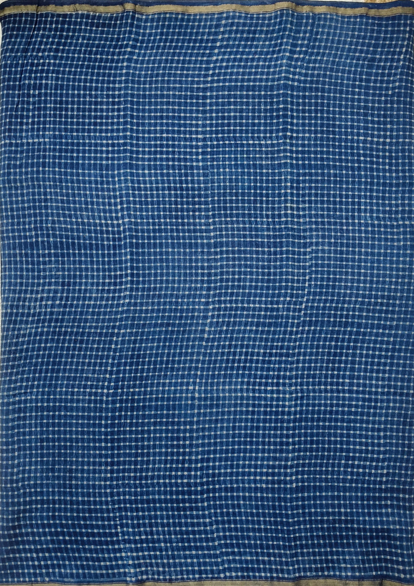 Dabu- Handblock print Chanderi Saree- 27 Indigo