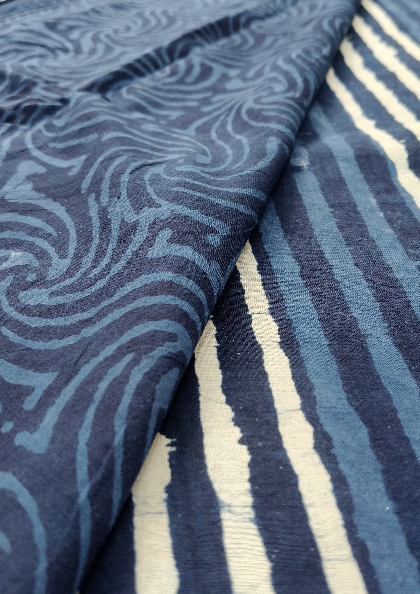 Dabu- Handblock printed Saree -23 Indigo