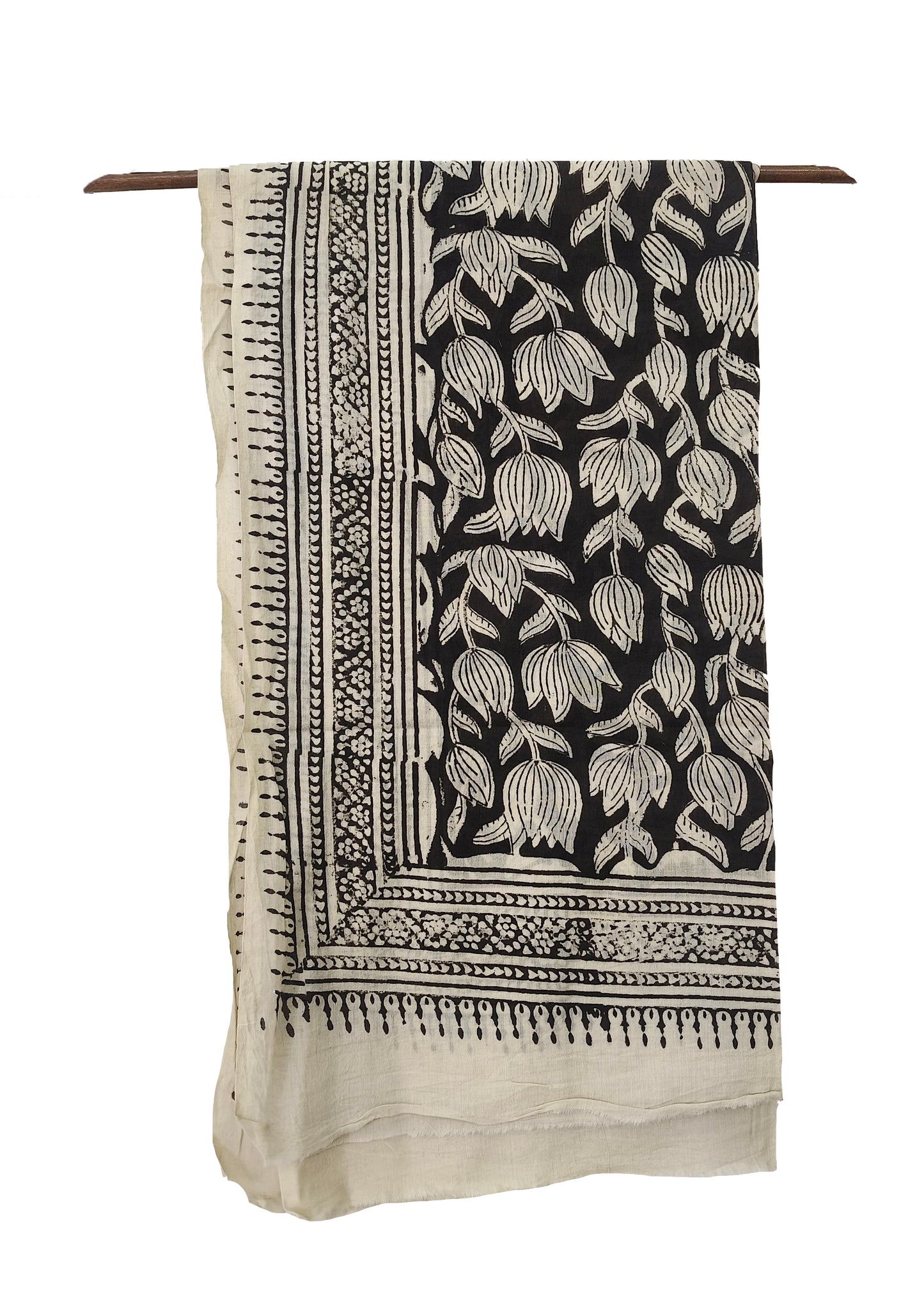 Handblock printed Cotton Bagru Sarong- 01 Black