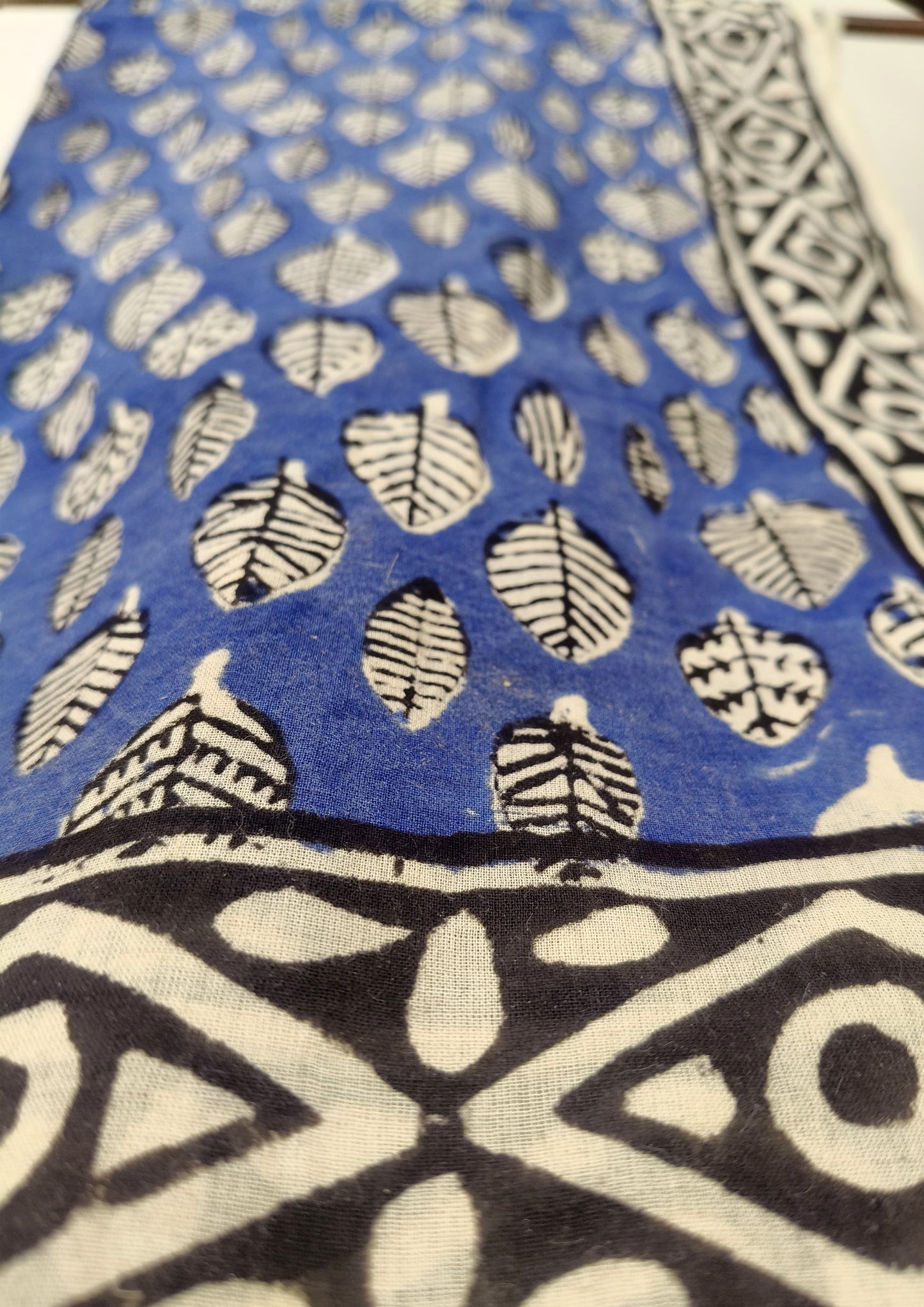 Handblock Printed Cotton Bagru Sarong-03 Blue