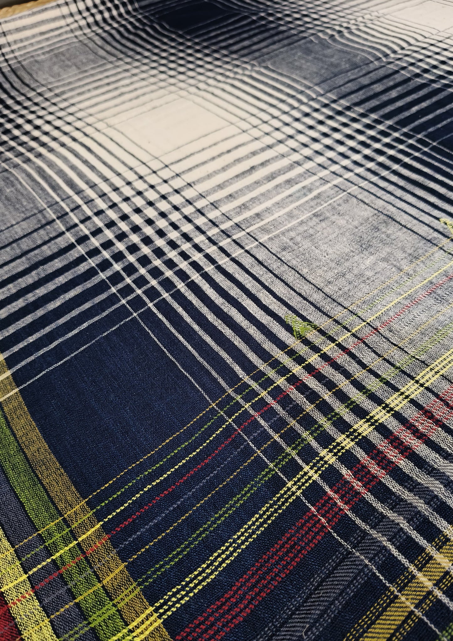 Bhujodi Kala Cotton Saree- Navy Blue