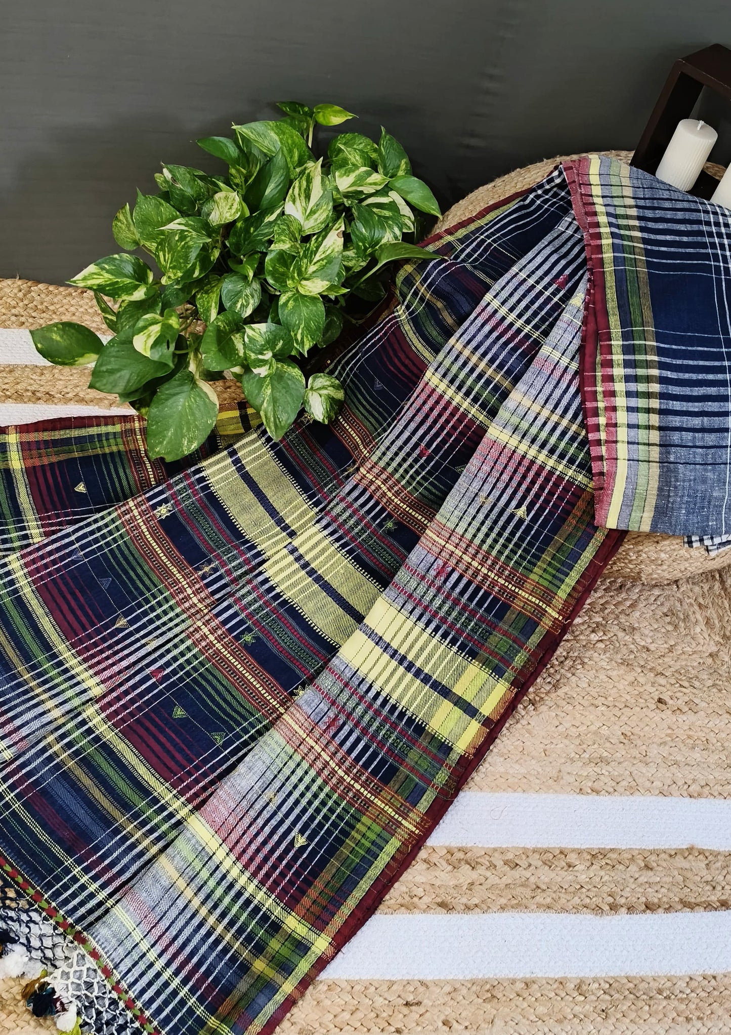 Bhujodi Kala Cotton Saree- Navy Blue