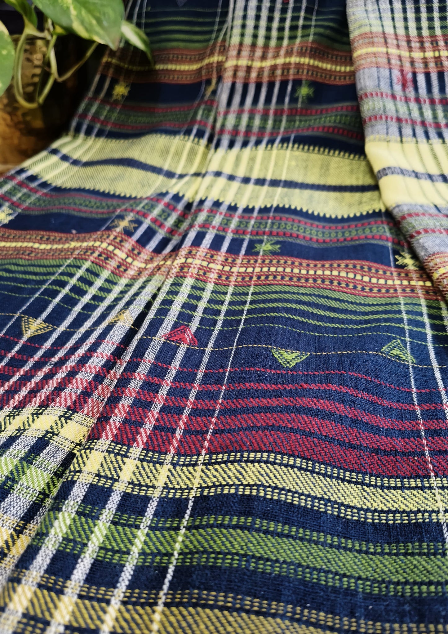 Bhujodi Kala Cotton Saree- Navy Blue