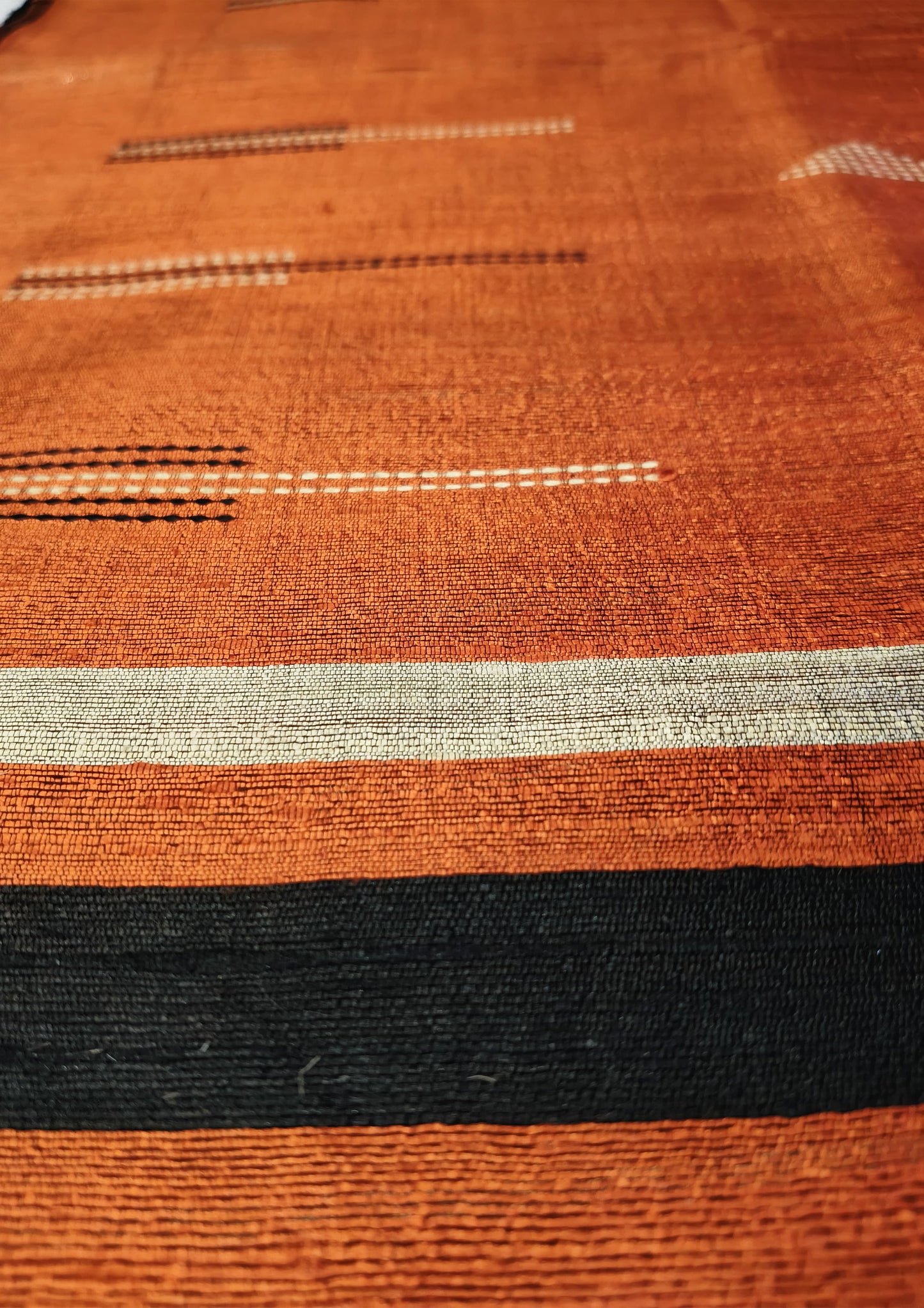 Bhagalpuri Tussar Silk Saree- 1 Black & orange