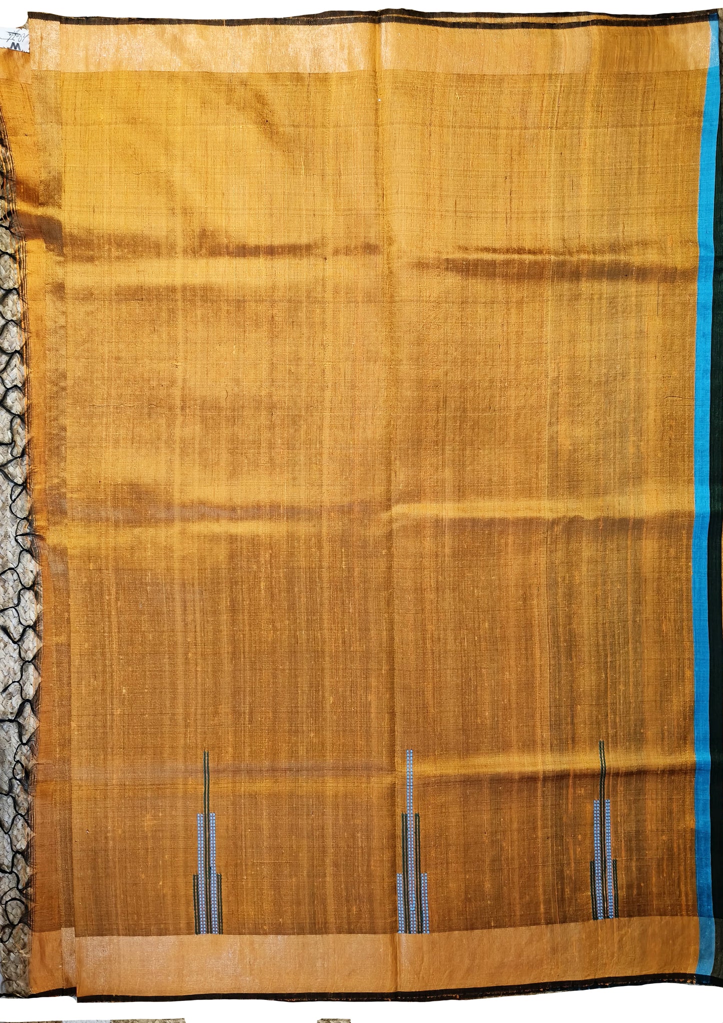 Bhagalpuri Tussar Silk Saree- 2 Mustard & Green