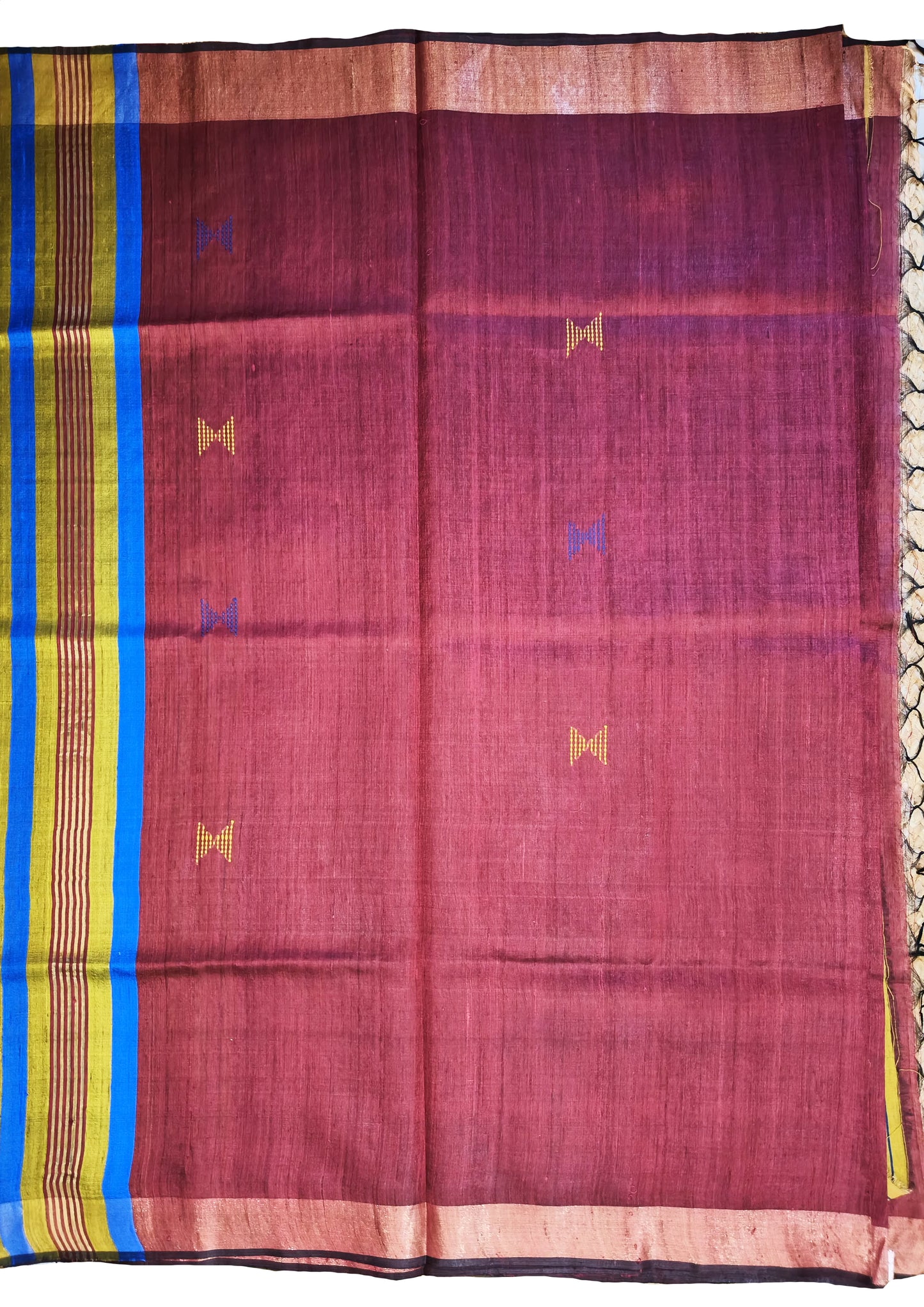 Bhagalpuri Tussar Silk Saree- 3 Pink & Yellow