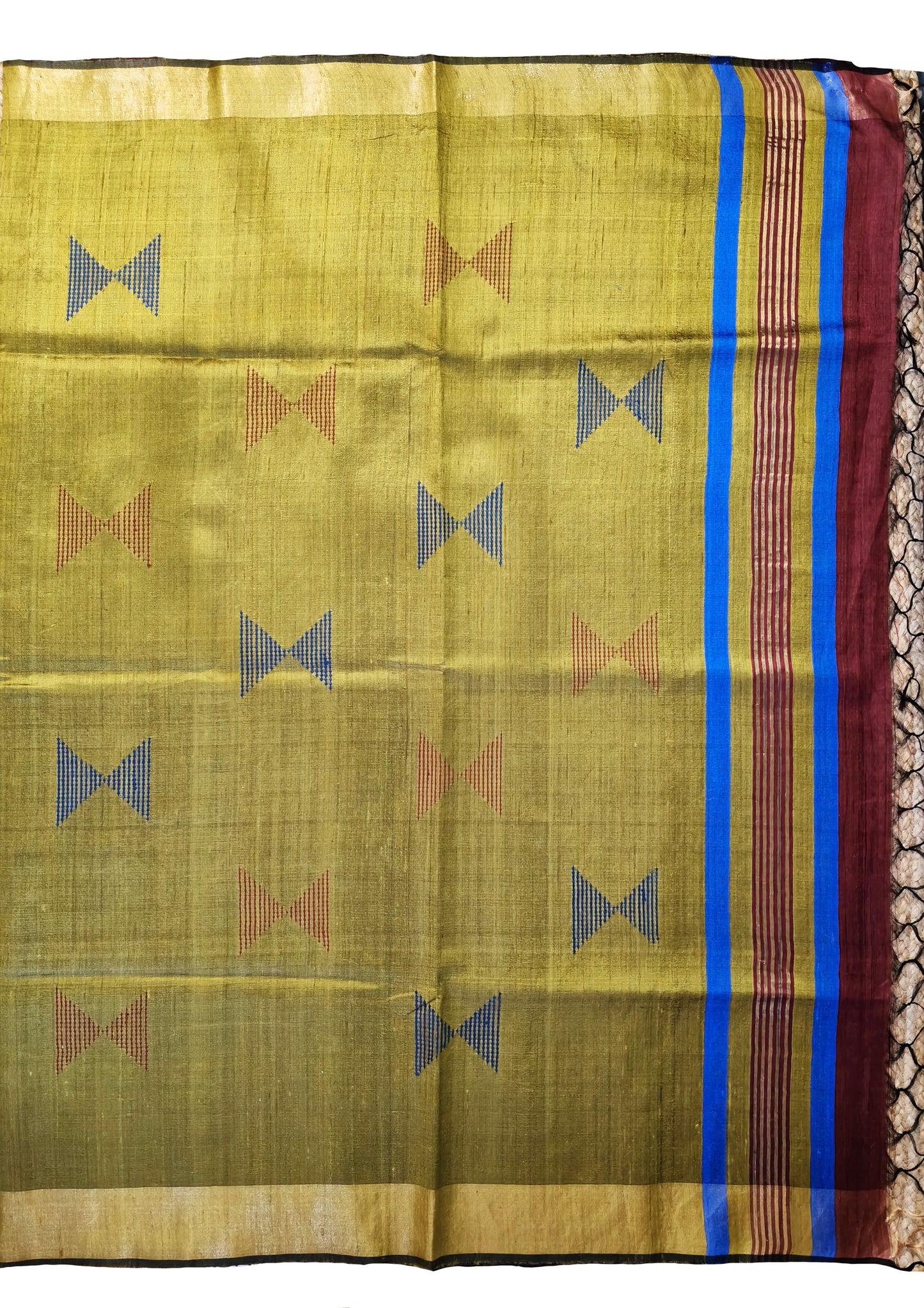 Bhagalpuri Tussar Silk Saree- 3 Pink & Yellow