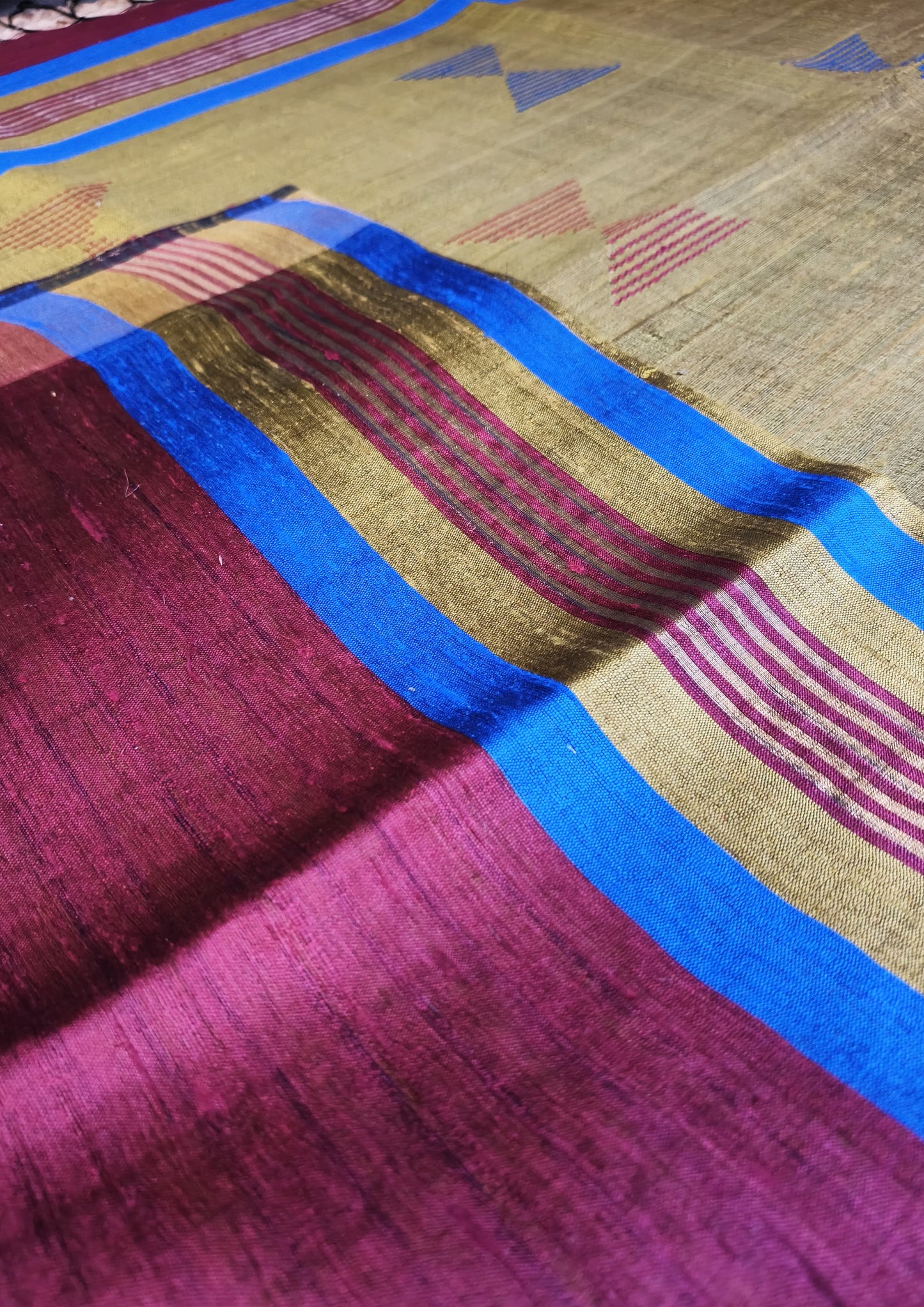 Bhagalpuri Tussar Silk Saree- 3 Pink & Yellow