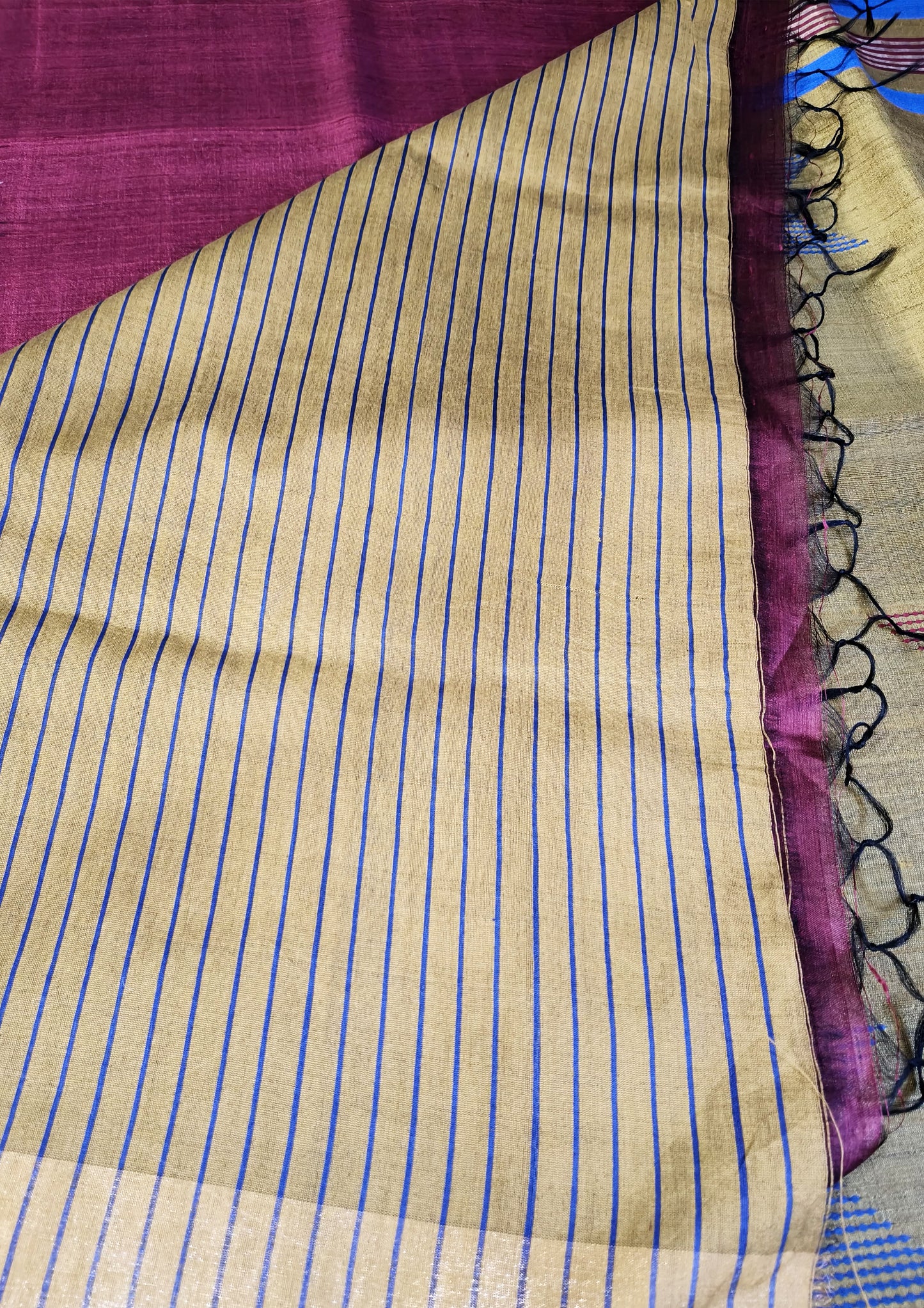 Bhagalpuri Tussar Silk Saree- 3 Pink & Yellow