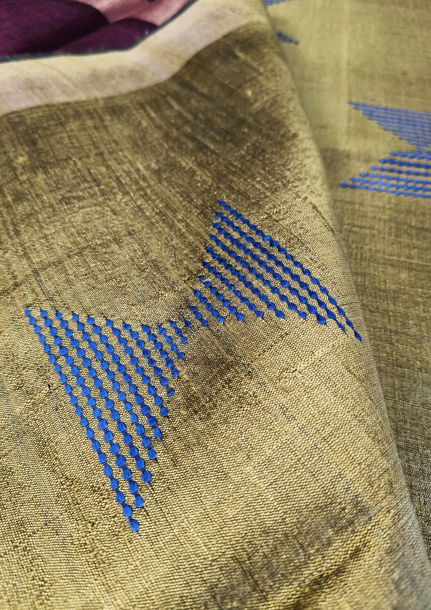 Bhagalpuri Tussar Silk Saree- 3 Pink & Yellow