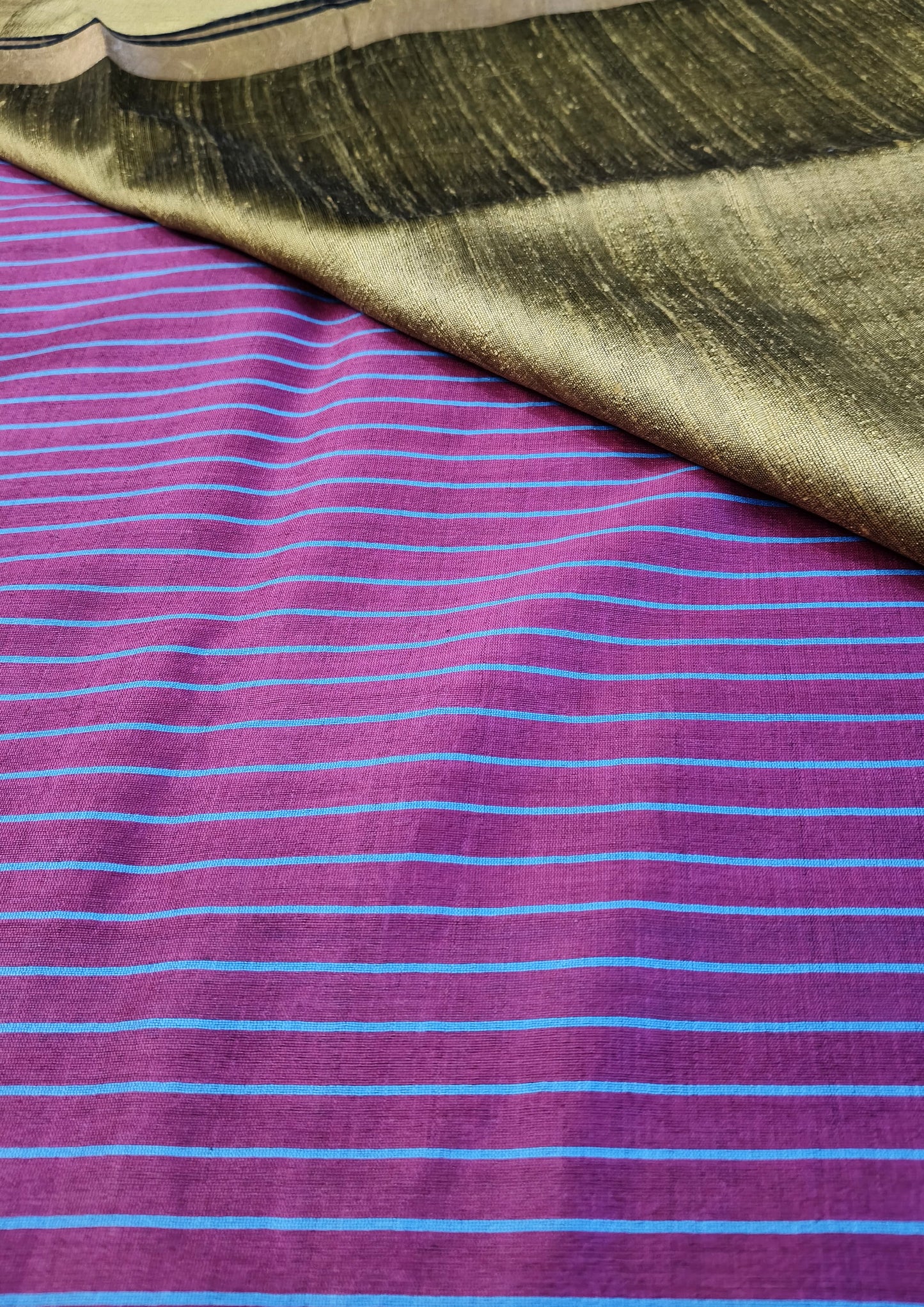 Bhagalpuri Tussar Silk Saree- 4 Gold yellow & Pink