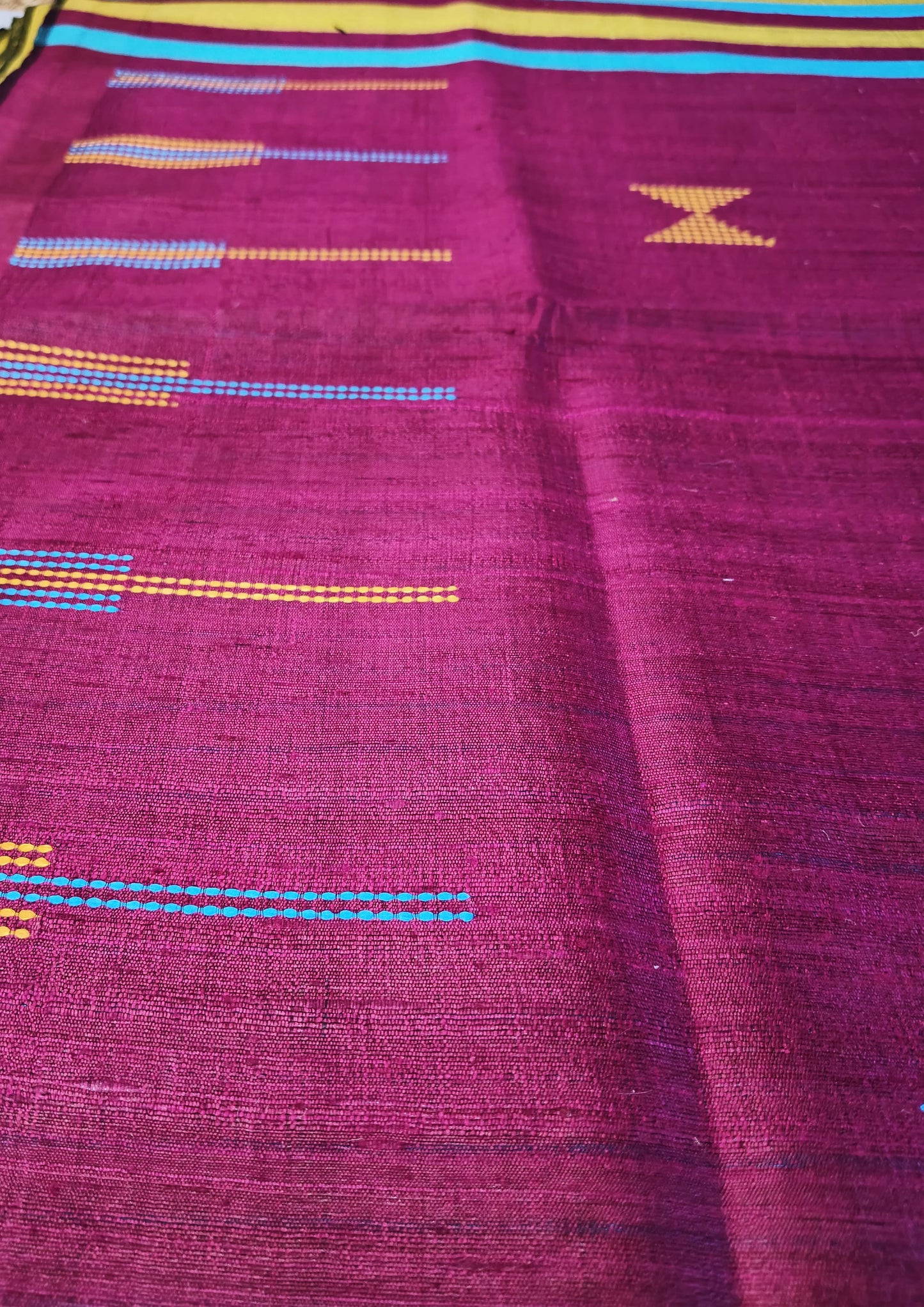 Bhagalpuri Tussar Silk Saree- 4 Gold yellow & Pink