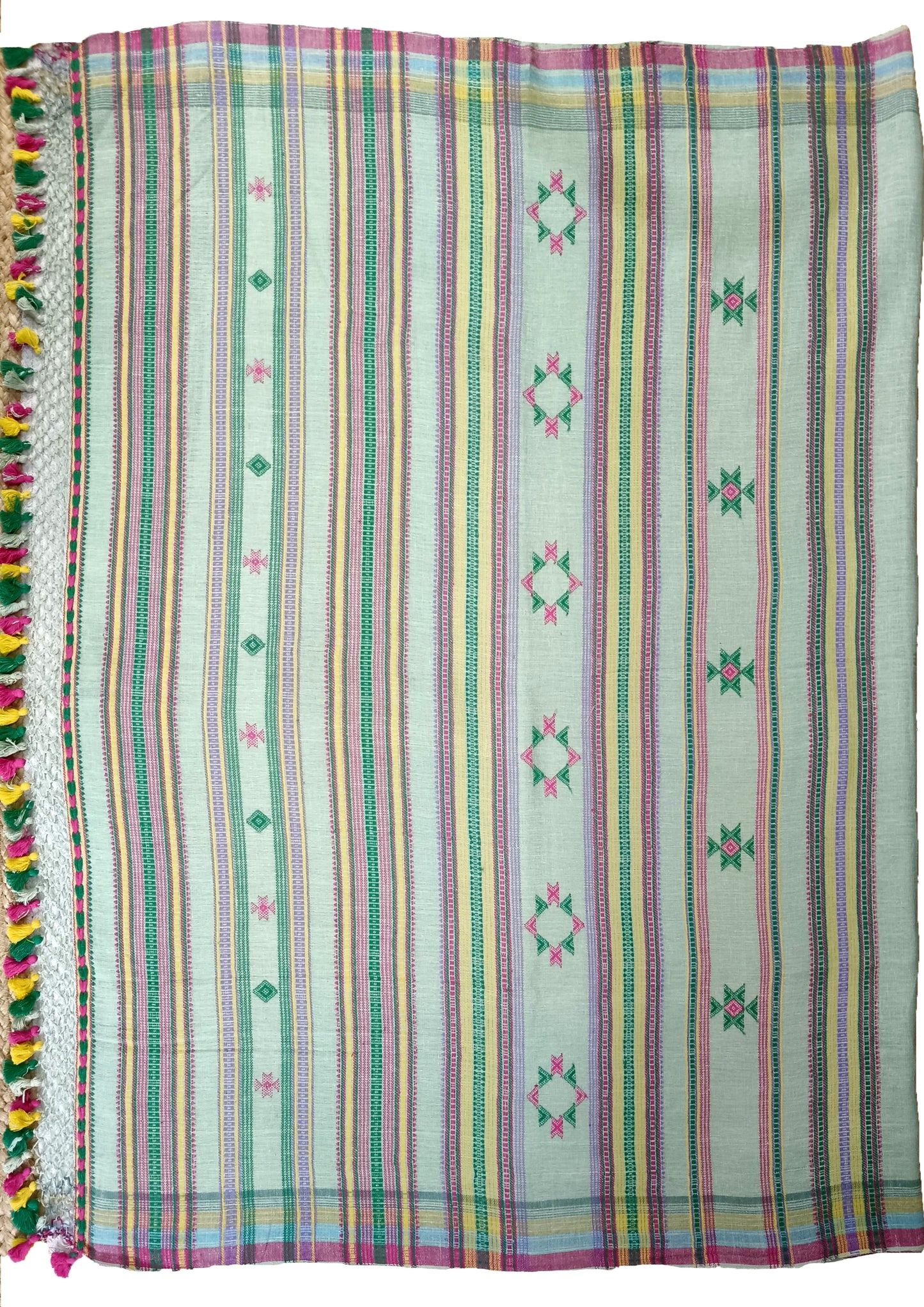 Bhujodi Kala Cotton Saree- Mint green