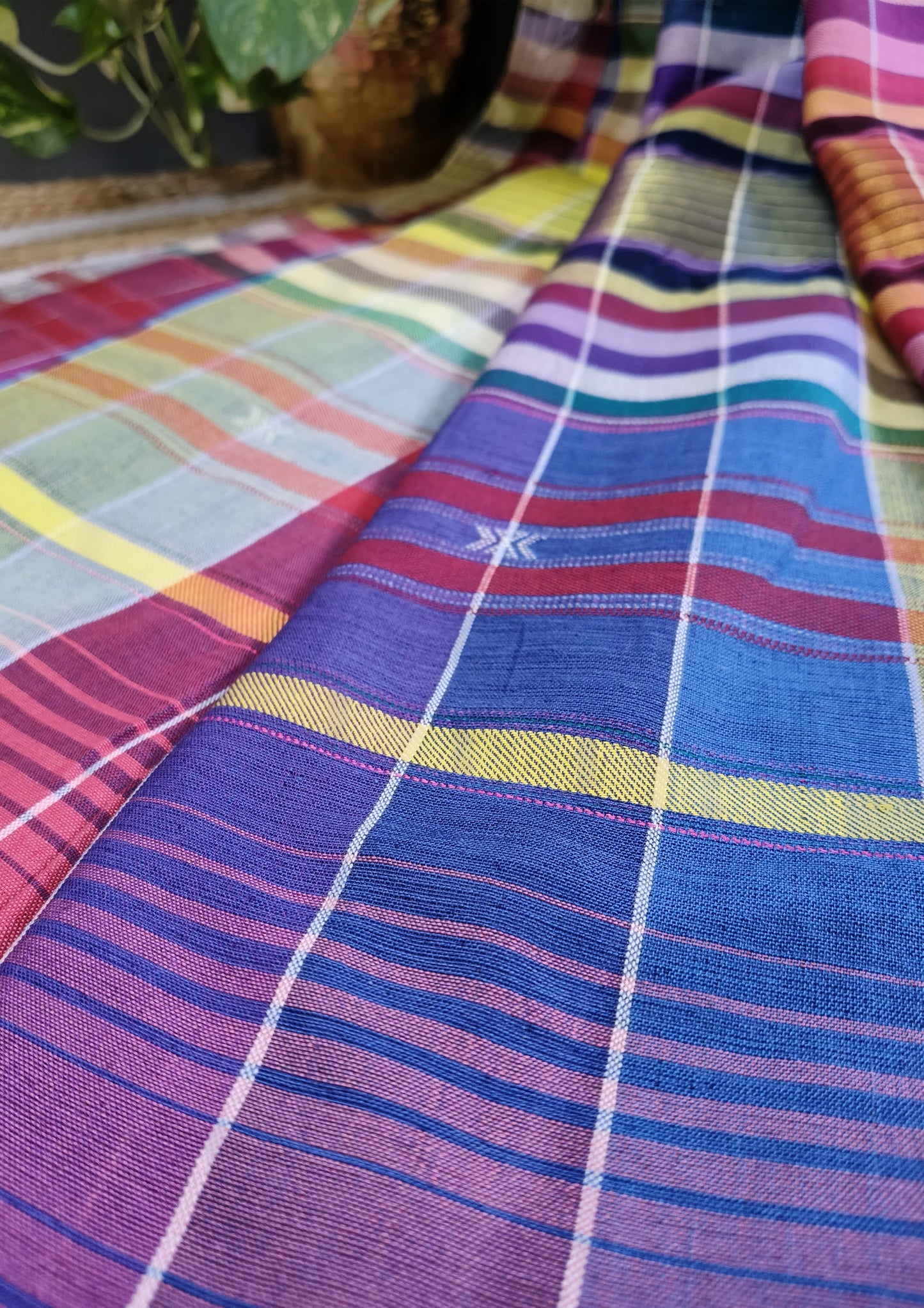 Bhujodi Soft Cotton Saree- Pink Checks