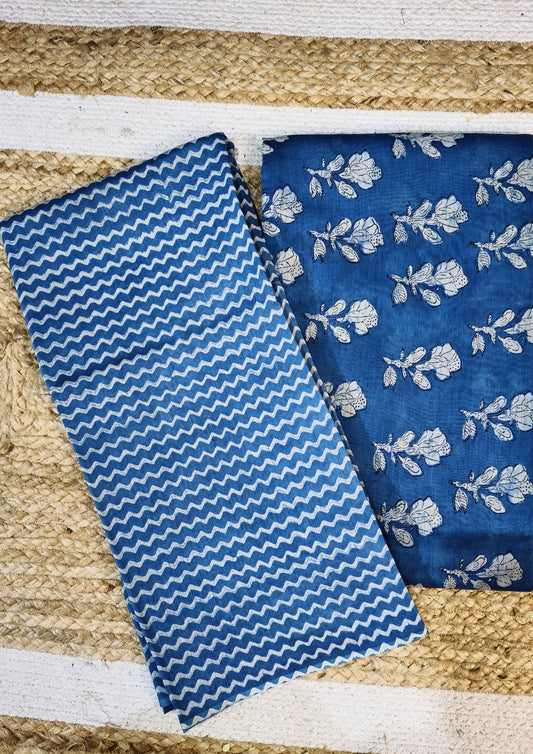 Bagru Chanderi Suit- Blue 03