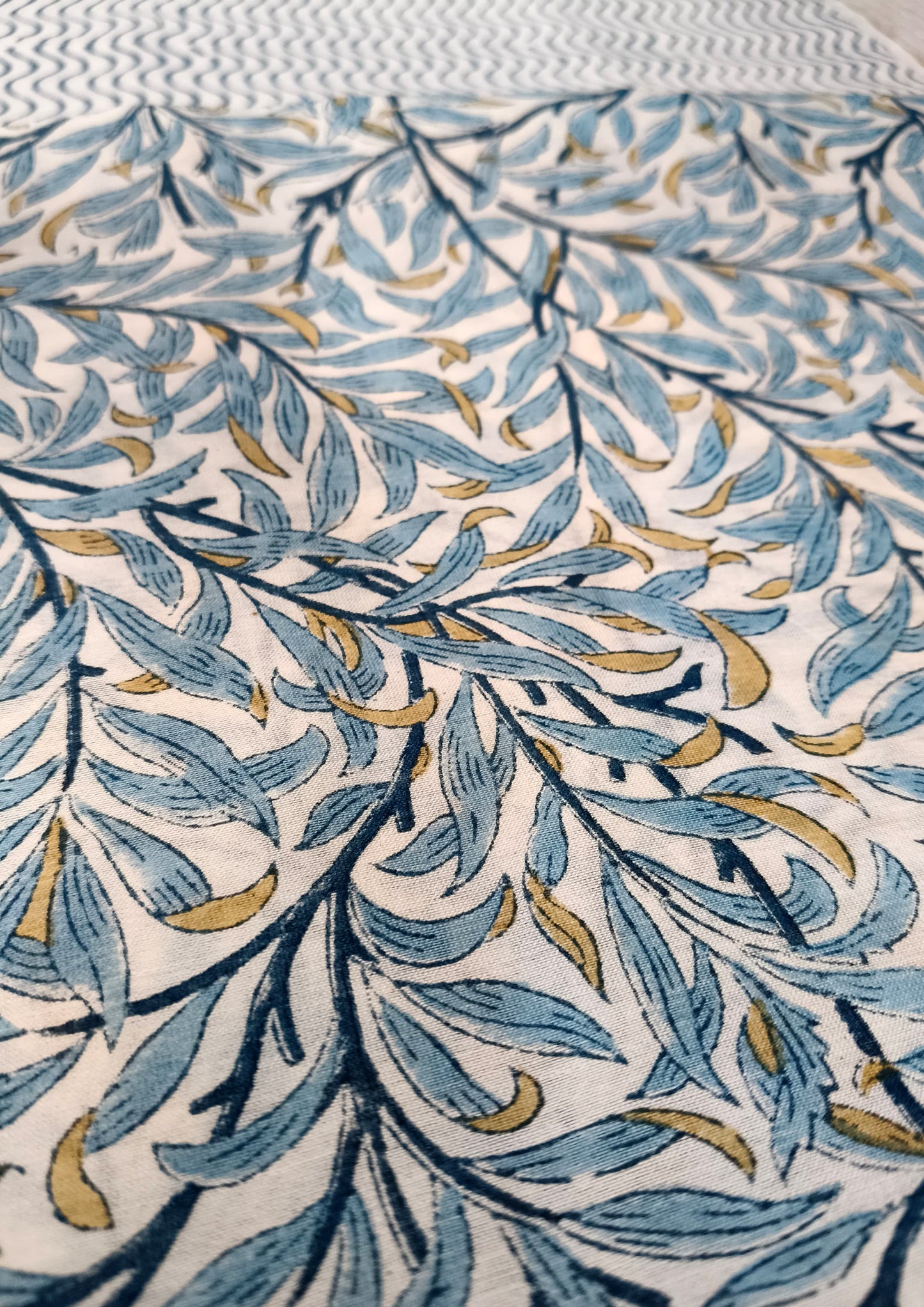 Sanganeri Chanderi Suit- White Blue