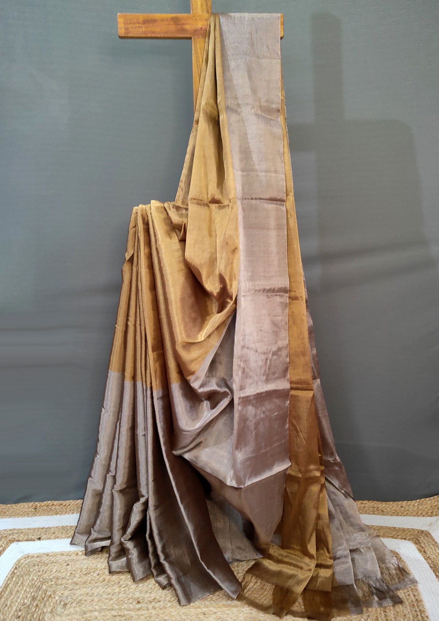 Chanderi Tissue Saree Dhup-Chav- Gold Copper