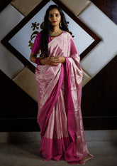 Chanderi Tissue Saree- Dhup Chav- Baby Pink