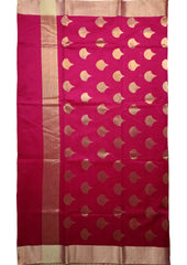Chanderi Silk Saree- bund buti- Pink