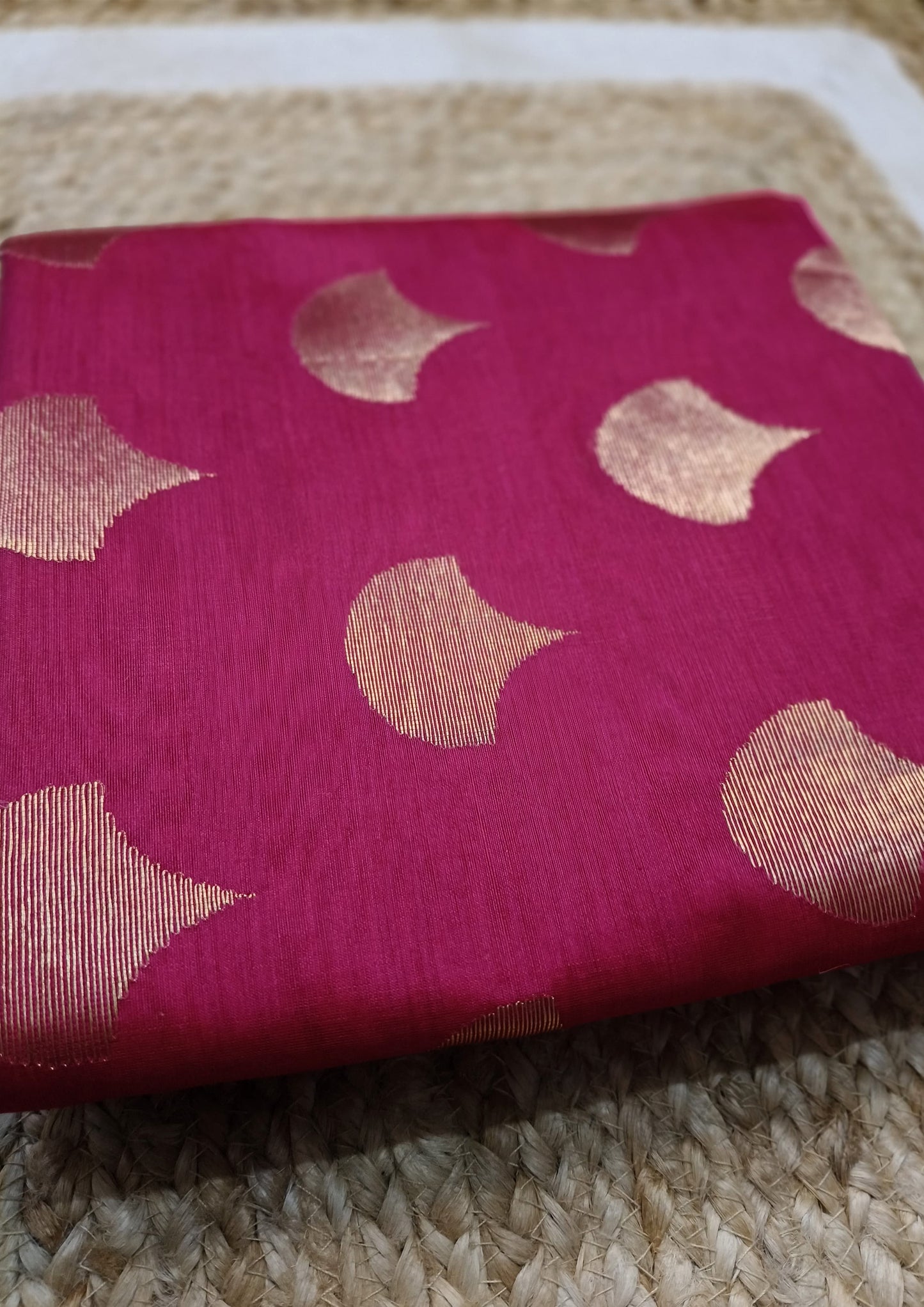 Chanderi Silk Saree- bund buti- Pink
