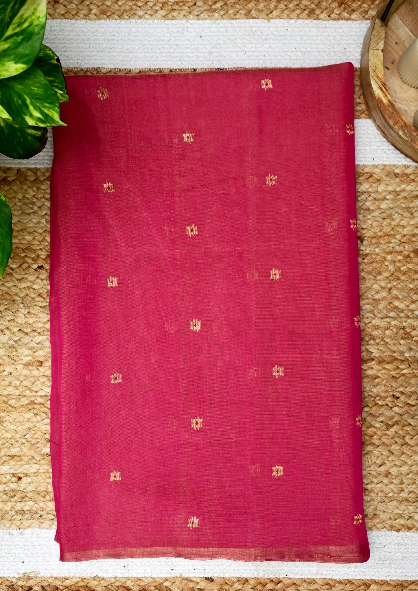 Chanderi Silk Saree Tissue- Pink