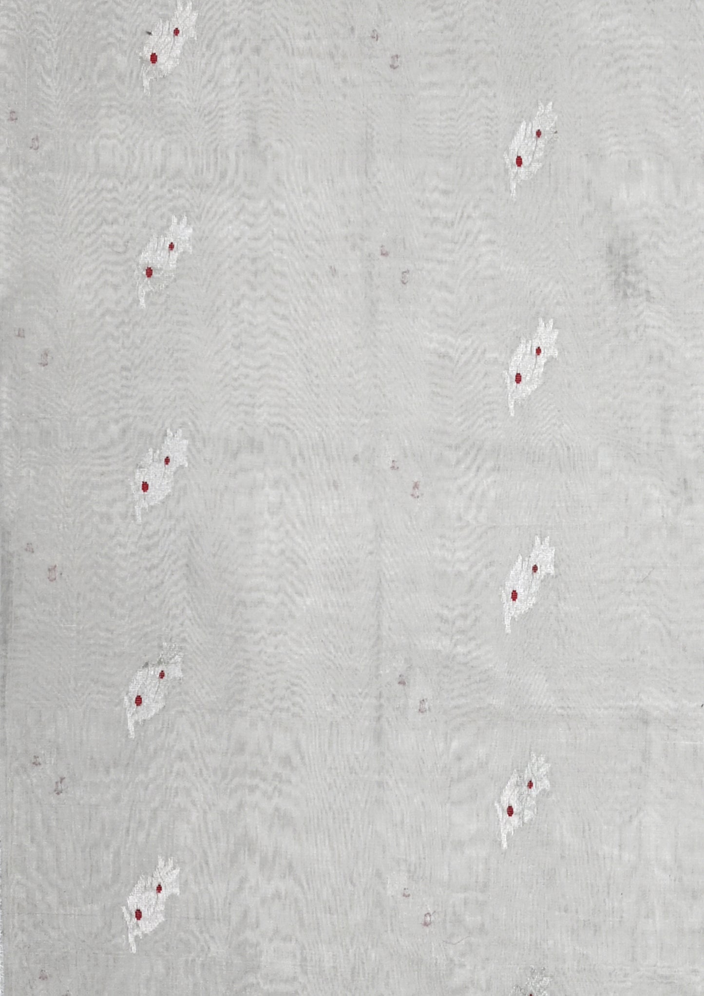 Chanderi Tissue Saree Meena Phool Buti- White