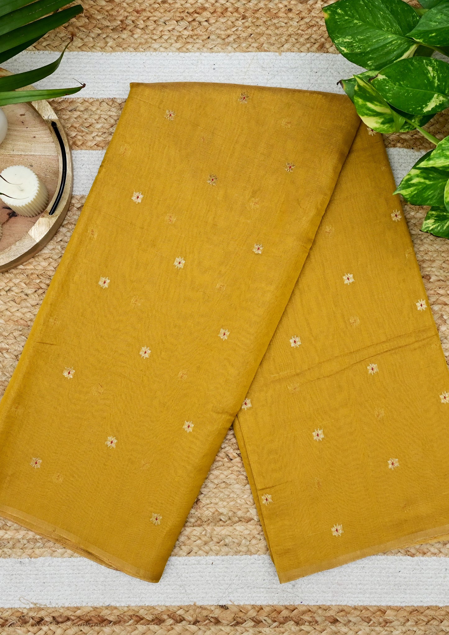 Chanderi Silk Tissue Saree- Mustard yellow