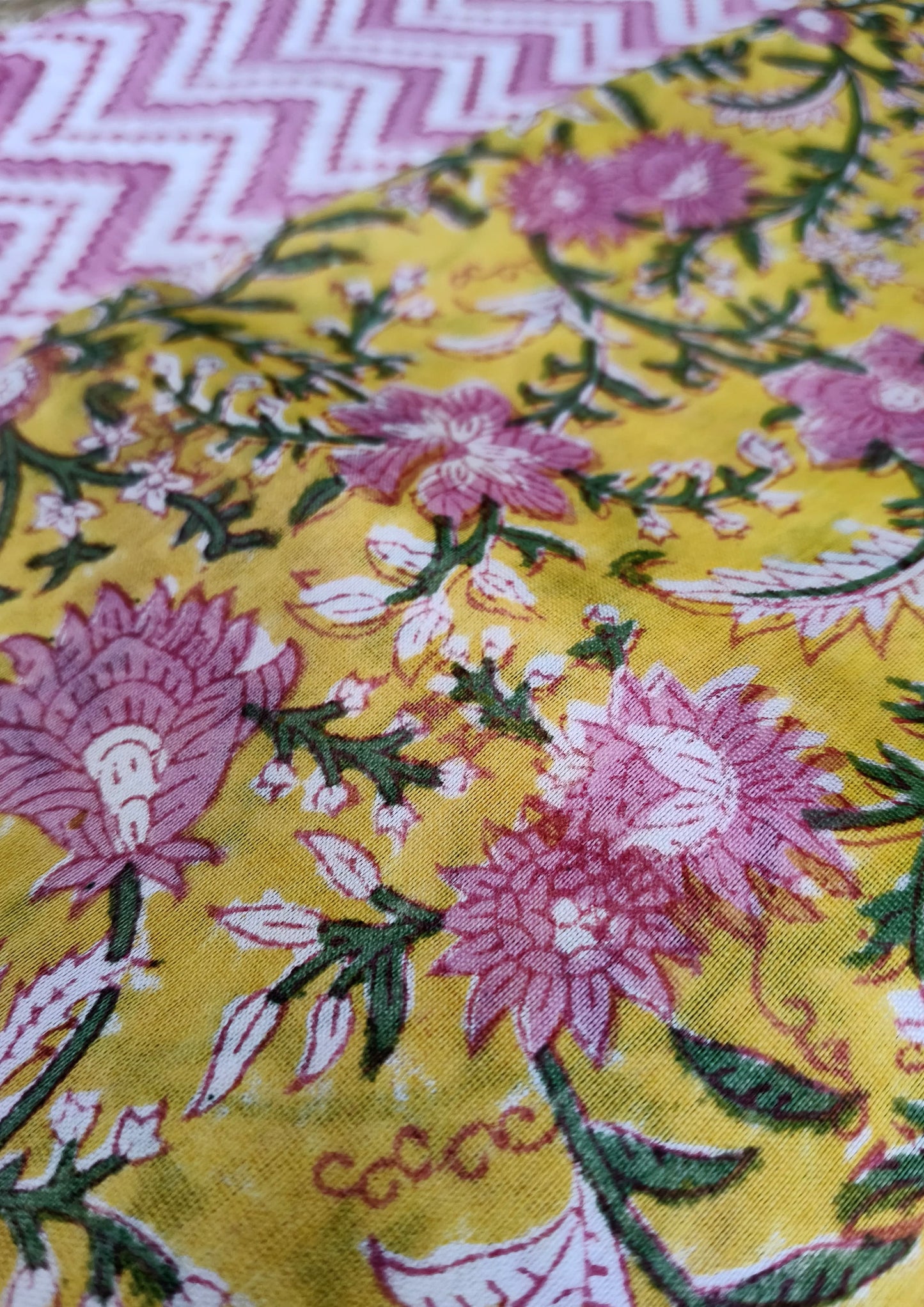 Sanganeri Chanderi Suit- Yellow