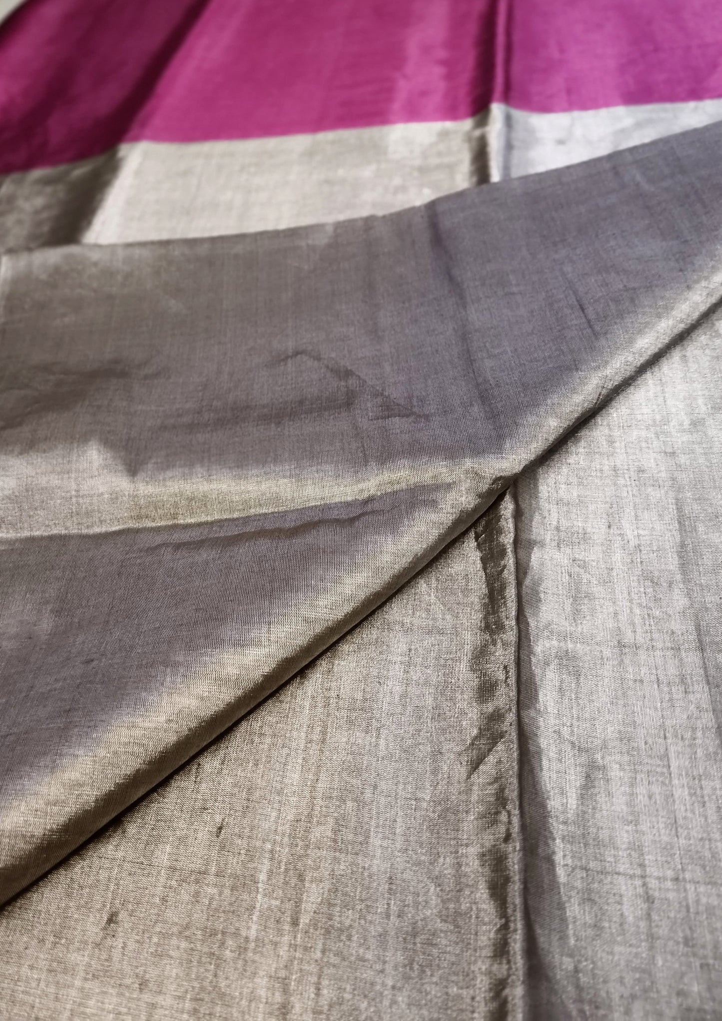 Chanderi Tissue Saree Dhup Chav- Pink & Copper