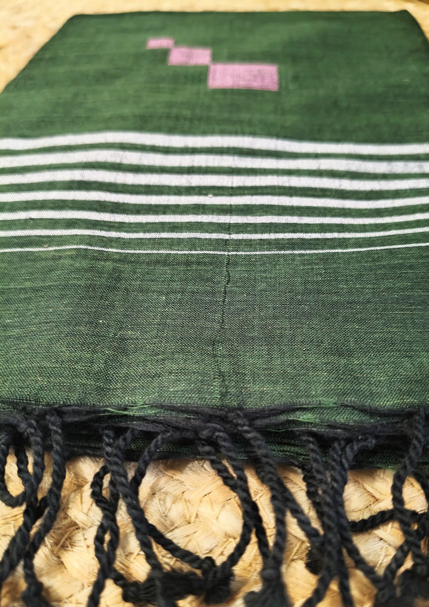 Jamdani Stole- Dark Green