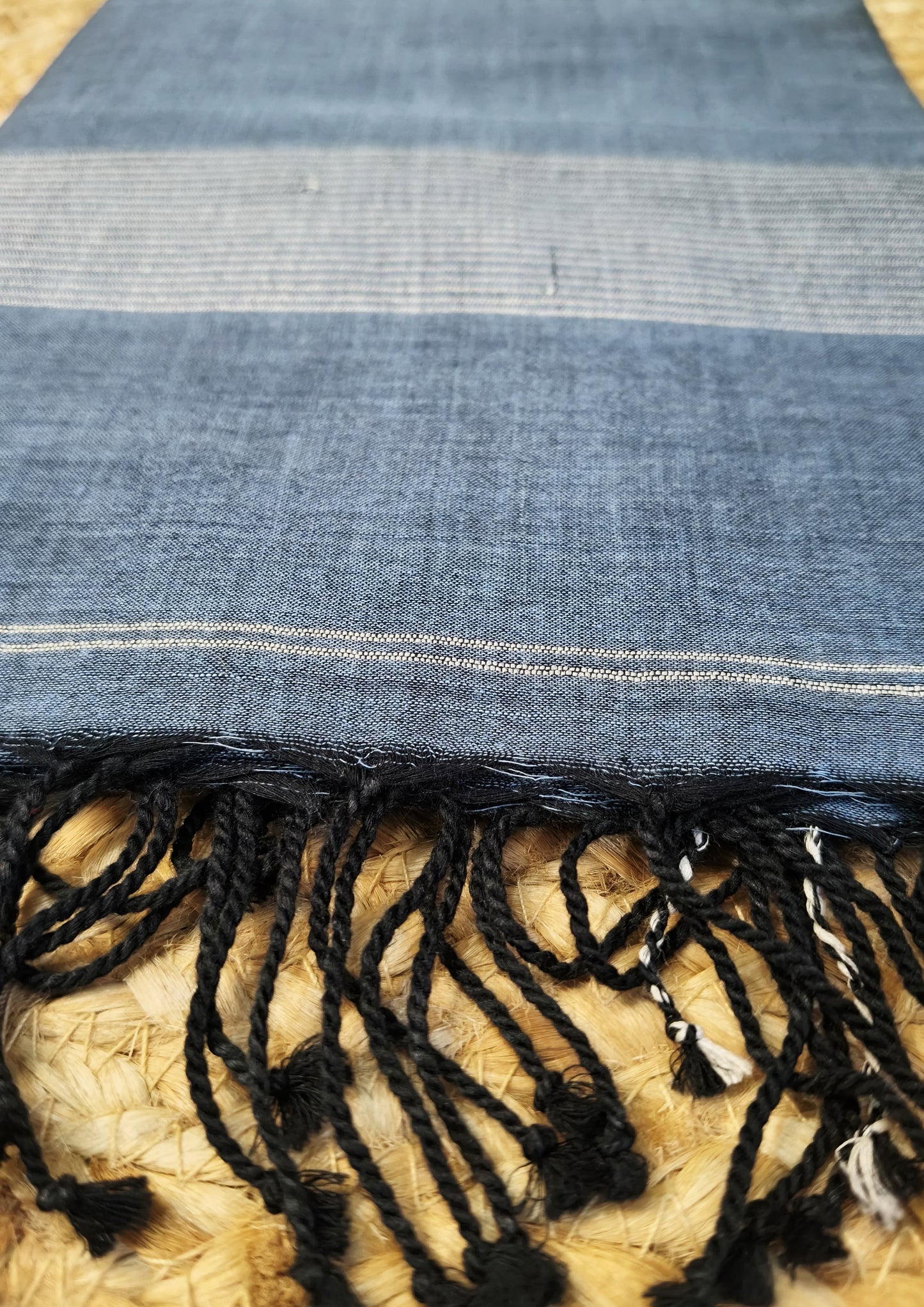 Jamdani Stole- Denim Blue 3