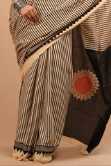 Block Printed Saree- Black DP2