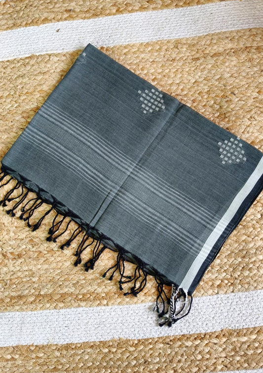 Jamdani Stole- Grey 1