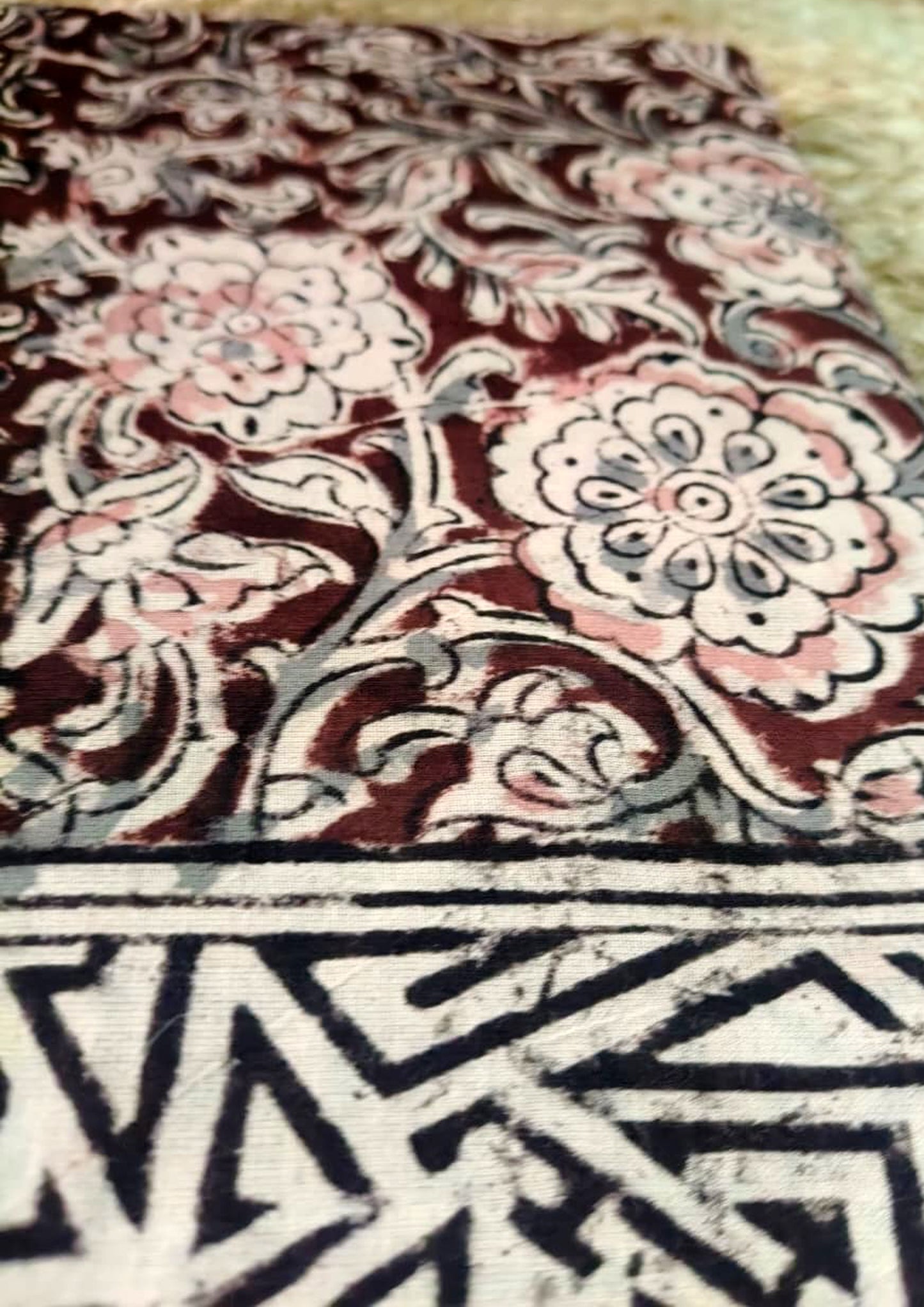 Handblock Printed Kalamkari Saree- HBK1